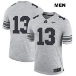 Men's NCAA Ohio State Buckeyes Tyreke Johnson #13 College Stitched No Name Authentic Nike Gray Football Jersey XN20Z35VN